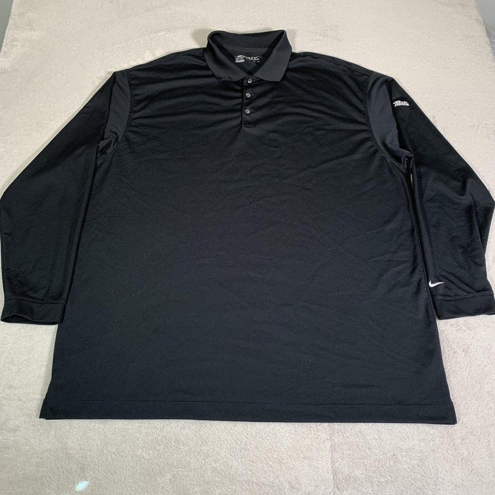 Nike Golf Polo Shirt Mens 3XL Black Long Sleeve Dri-FIT Martin Logo Performance
